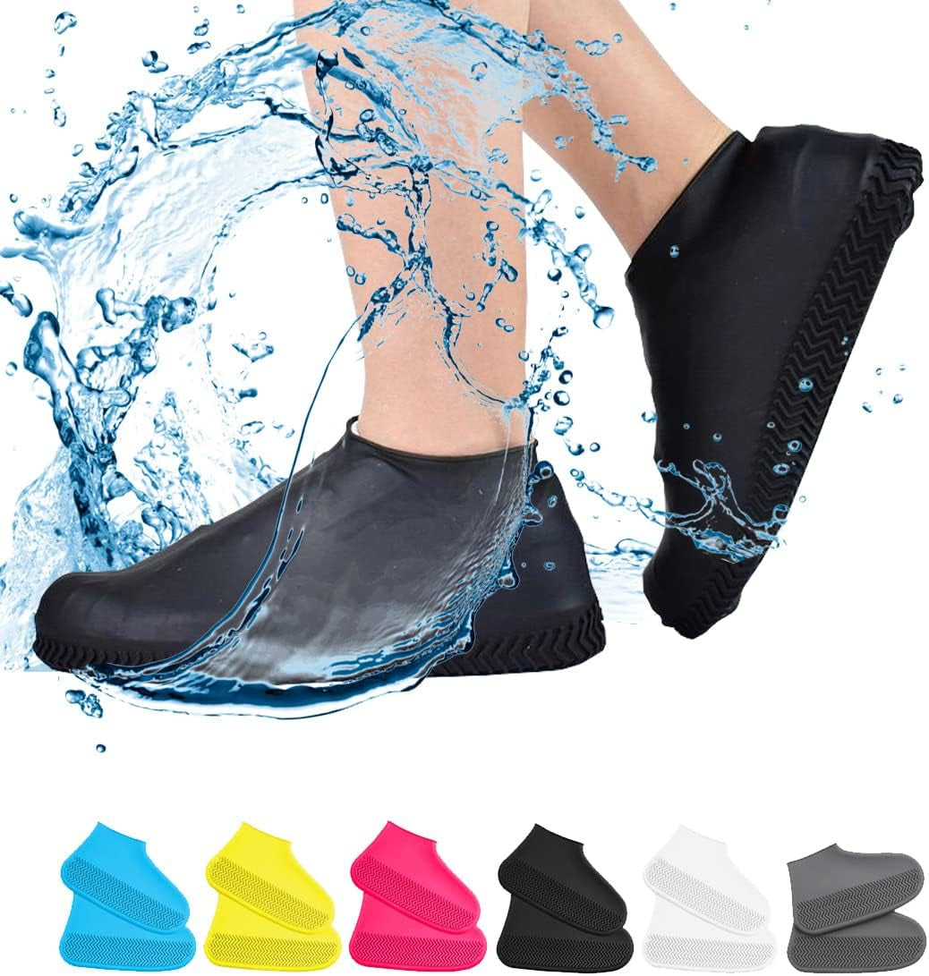 Waterproof Shoe Covers, Non-Slip Water Resistant Overshoes Silicone Rubber Rain Shoe Cover Outdoor Cycling Protectors Apply to Men, Women, Kids (Small, Black) | Lightweight Portable Overshoe Protector, Suitable for Cycling Outdoor Daily Use