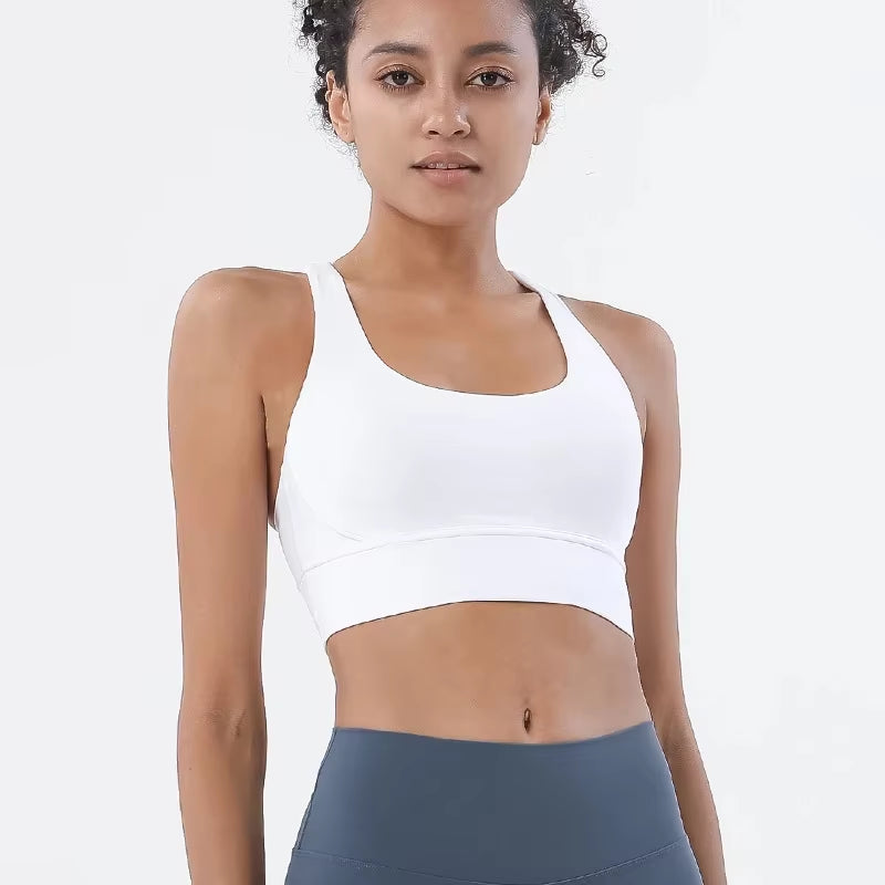 SOISOU Nylon Top Women Bra Sexy Top Woman Breathable Underwear Women Fitness Yoga Sports Bra for Women Gym 30 Colors