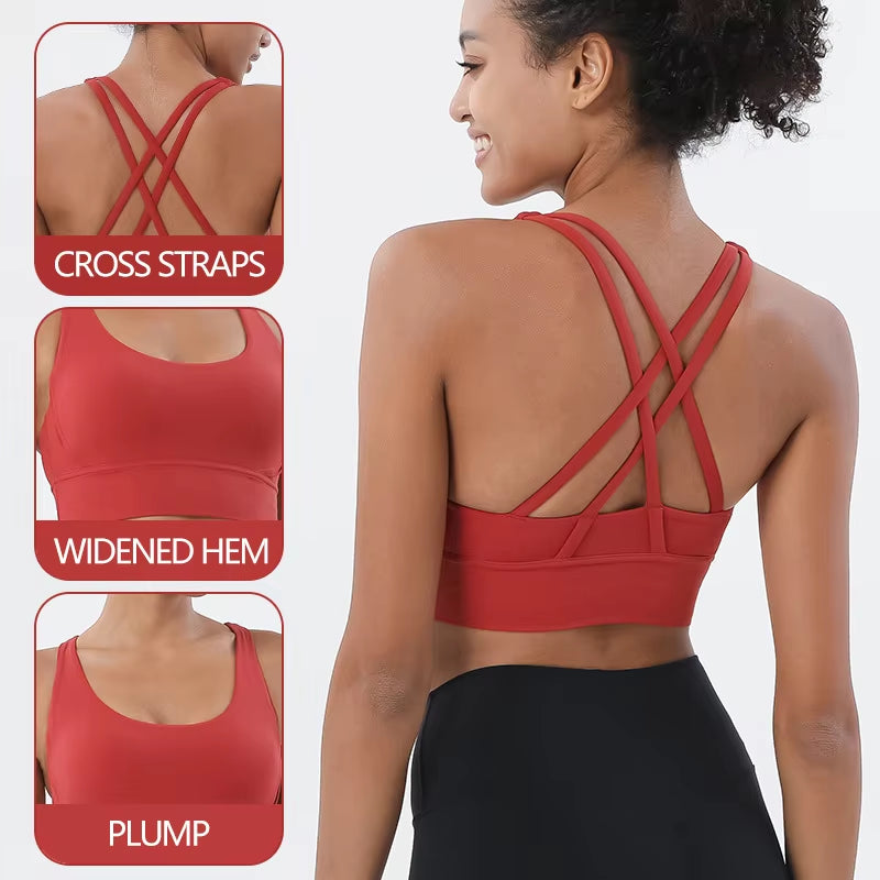SOISOU Nylon Top Women Bra Sexy Top Woman Breathable Underwear Women Fitness Yoga Sports Bra for Women Gym 30 Colors