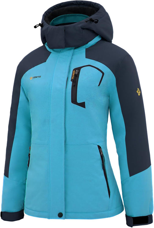 Women'S Ski Snow Jacket Warm Winter Waterproof Coat Snowboard Rain Jacket Hooded Windproof Windbreaker