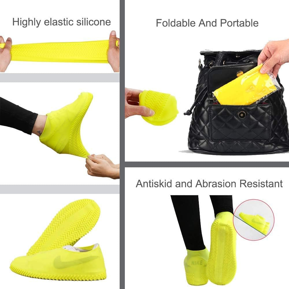 Waterproof Shoe Covers, Non-Slip Water Resistant Overshoes Silicone Rubber Rain Shoe Cover Outdoor Cycling Protectors Apply to Men, Women, Kids (Small, Black) | Lightweight Portable Overshoe Protector, Suitable for Cycling Outdoor Daily Use