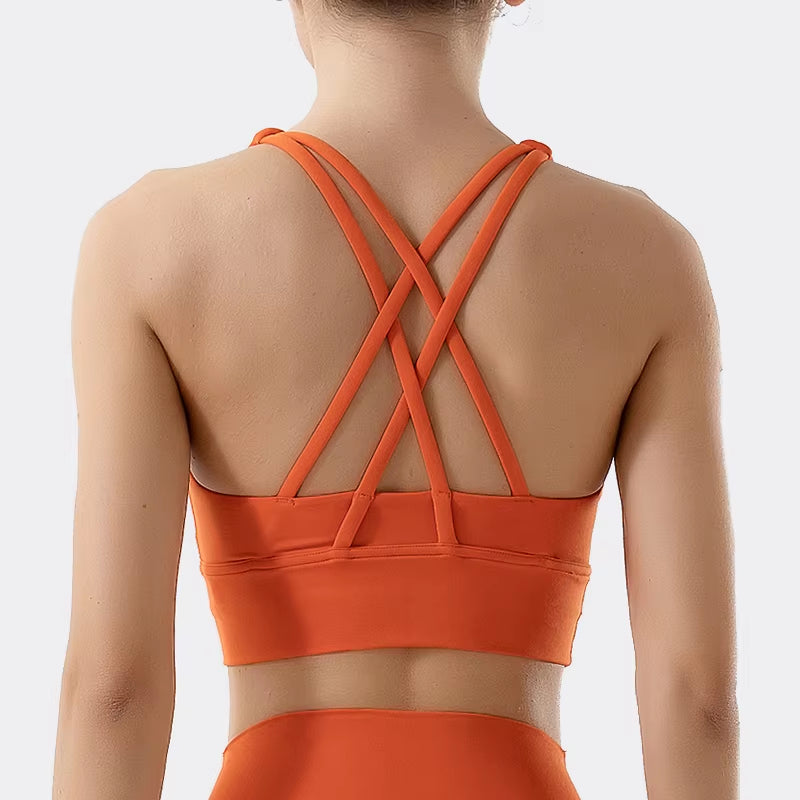 SOISOU Nylon Top Women Bra Sexy Top Woman Breathable Underwear Women Fitness Yoga Sports Bra for Women Gym 30 Colors
