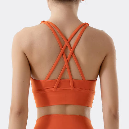 SOISOU Nylon Top Women Bra Sexy Top Woman Breathable Underwear Women Fitness Yoga Sports Bra for Women Gym 30 Colors