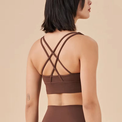 SOISOU Nylon Top Women Bra Sexy Top Woman Breathable Underwear Women Fitness Yoga Sports Bra for Women Gym 30 Colors
