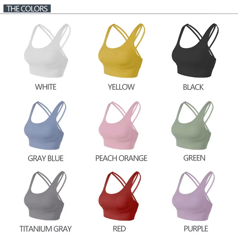 SOISOU Nylon Top Women Bra Sexy Top Woman Breathable Underwear Women Fitness Yoga Sports Bra for Women Gym 30 Colors