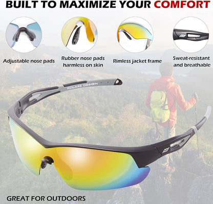 Outdoor Sports Polarized Wrap around Cycling Sunglasses for Men & Women TR90 Frame UV Protection for Fishing