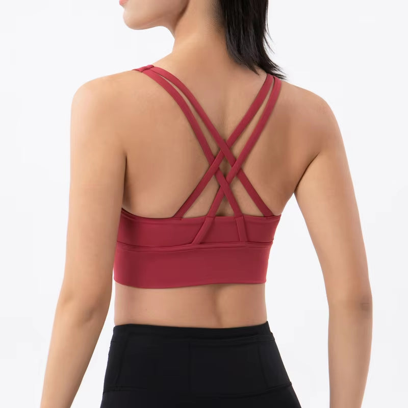 SOISOU Nylon Top Women Bra Sexy Top Woman Breathable Underwear Women Fitness Yoga Sports Bra for Women Gym 30 Colors