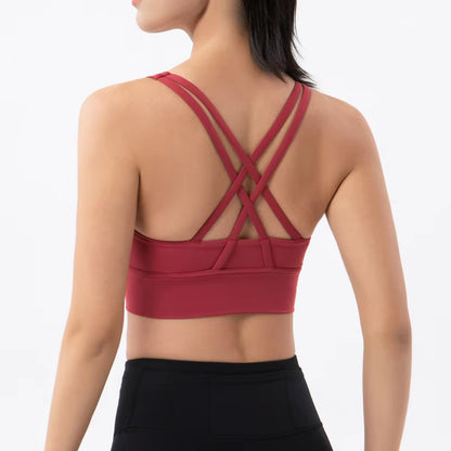 SOISOU Nylon Top Women Bra Sexy Top Woman Breathable Underwear Women Fitness Yoga Sports Bra for Women Gym 30 Colors