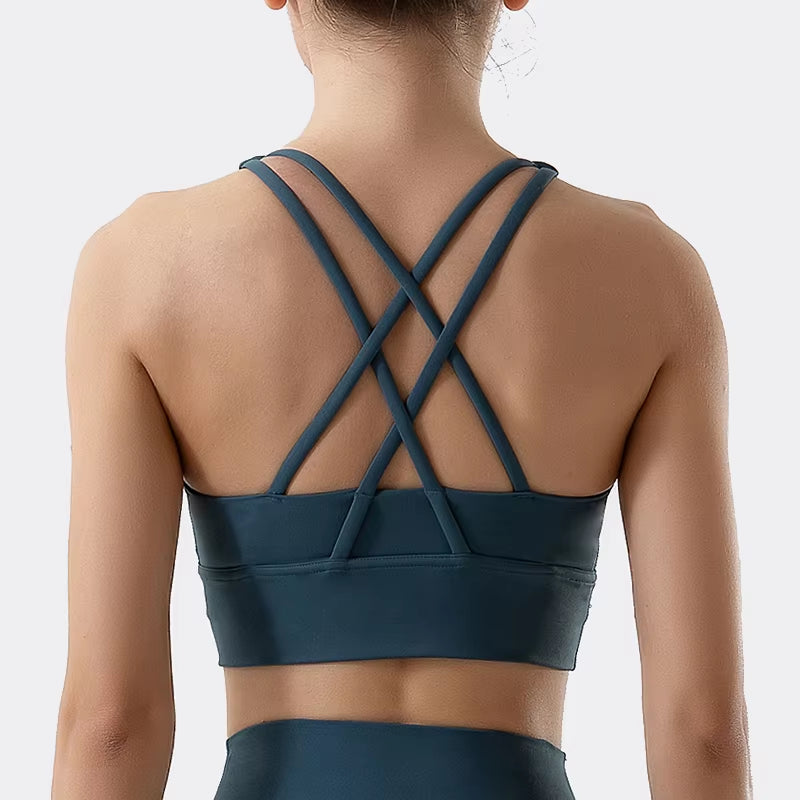SOISOU Nylon Top Women Bra Sexy Top Woman Breathable Underwear Women Fitness Yoga Sports Bra for Women Gym 30 Colors