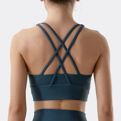 SOISOU Nylon Top Women Bra Sexy Top Woman Breathable Underwear Women Fitness Yoga Sports Bra for Women Gym 30 Colors