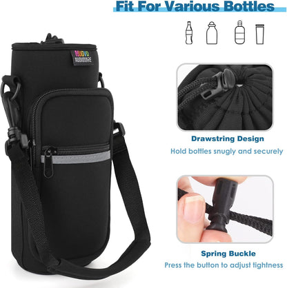 Water Bottle Carrier Bag, Premium Neoprene Portable Insulated Water Bottle Sling Holder Bag 500Ml/750Ml/1000Ml with Adjustable Shoulder Strap for Men Women Hiking, Sling Bottle Case