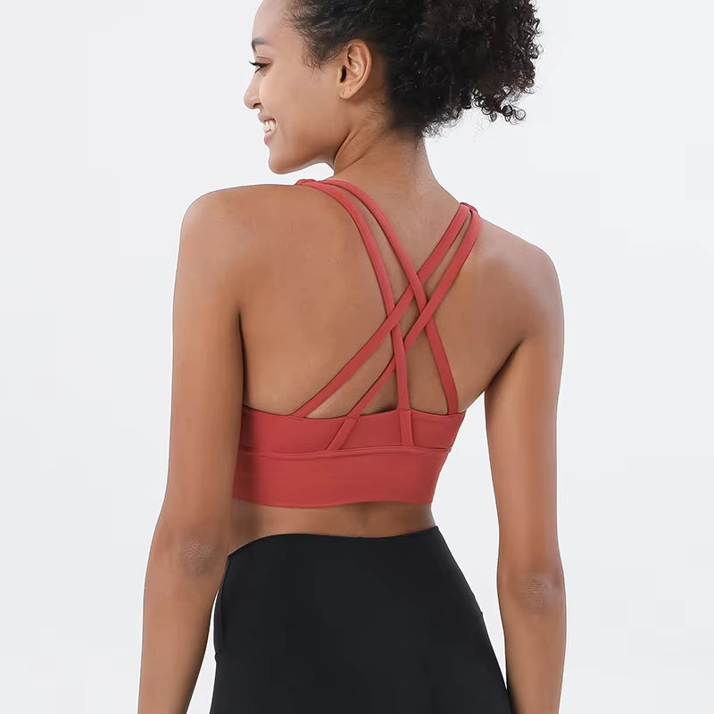 SOISOU Nylon Top Women Bra Sexy Top Woman Breathable Underwear Women Fitness Yoga Sports Bra for Women Gym 30 Colors