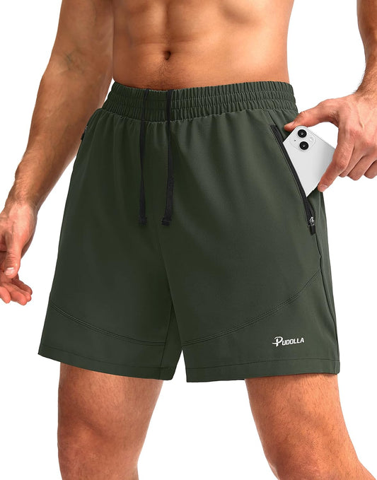 Men'S Workout Running Shorts 5"/7"/9" Lightweight Gym Athletic Shorts for Men with Zipper Pockets