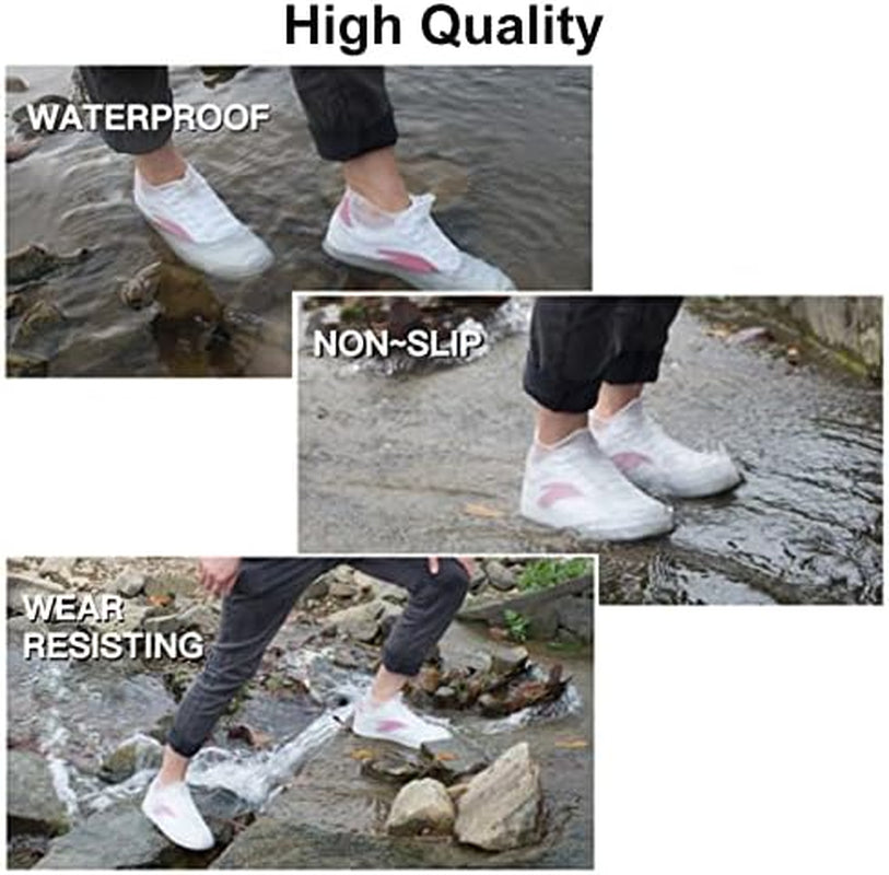 Waterproof Shoe Covers, Non-Slip Water Resistant Overshoes Silicone Rubber Rain Shoe Cover Outdoor Cycling Protectors Apply to Men, Women, Kids (Small, Black) | Lightweight Portable Overshoe Protector, Suitable for Cycling Outdoor Daily Use