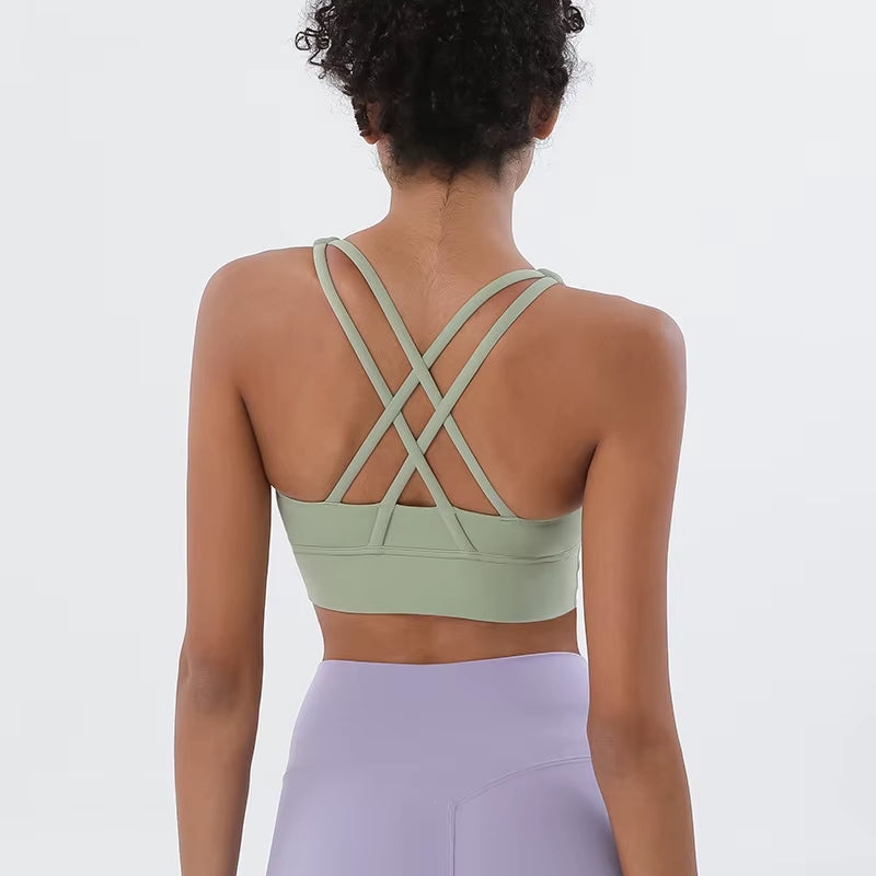 SOISOU Nylon Top Women Bra Sexy Top Woman Breathable Underwear Women Fitness Yoga Sports Bra for Women Gym 30 Colors