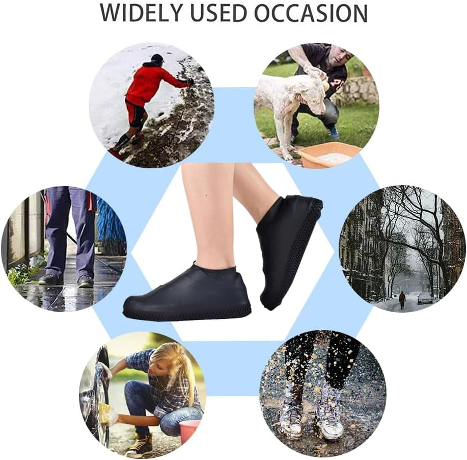 Waterproof Shoe Covers, Non-Slip Water Resistant Overshoes Silicone Rubber Rain Shoe Cover Outdoor Cycling Protectors Apply to Men, Women, Kids (Small, Black) | Lightweight Portable Overshoe Protector, Suitable for Cycling Outdoor Daily Use