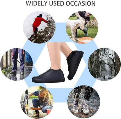 Waterproof Shoe Covers, Non-Slip Water Resistant Overshoes Silicone Rubber Rain Shoe Cover Outdoor Cycling Protectors Apply to Men, Women, Kids (Small, Black) | Lightweight Portable Overshoe Protector, Suitable for Cycling Outdoor Daily Use